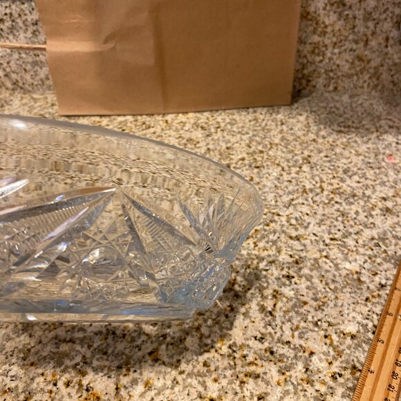 Vintage Bohemian Cut to Clear Crystal Bowl. Round. Made in Czechia in 1950s EUC - Picture 9 of 13